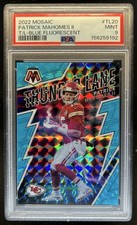 2022 Mosaic Patrick Mahomes II Thunder Lane Mosaic Blue Fluorescent #/15 PSA 9