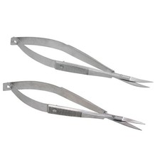 2pc Micro Scissors Stainless Steel Straight & Curved Fine Point Spring Action