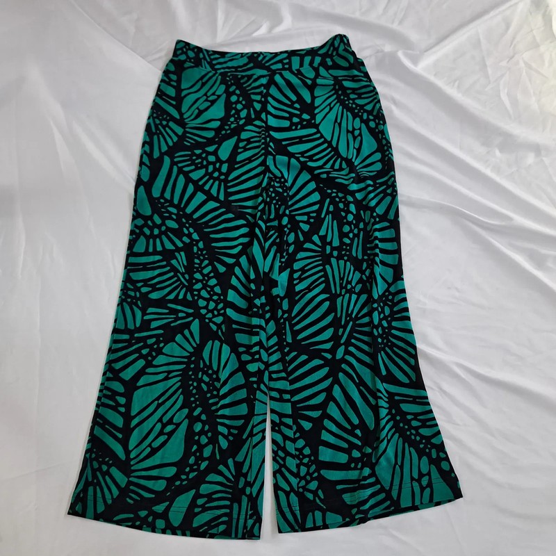 Chicos Womens Skirt M Teal Black Abstract Stretch Knit Pull-On 10149 US M