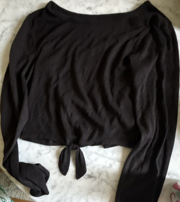 Perfect Active Tee girls size 12 Black Long Sleeve Cropped Crew Neck Stretch