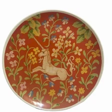 Vintage Seymour Mann Ceramic Cake Plate Flemish Tapestry Hunt of Unicorn
