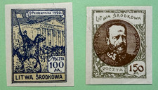 POLAND Central Lithuania 1921 Gen. Zeligowski Sc 57-58 Imperf (Cpl set 2) MH*