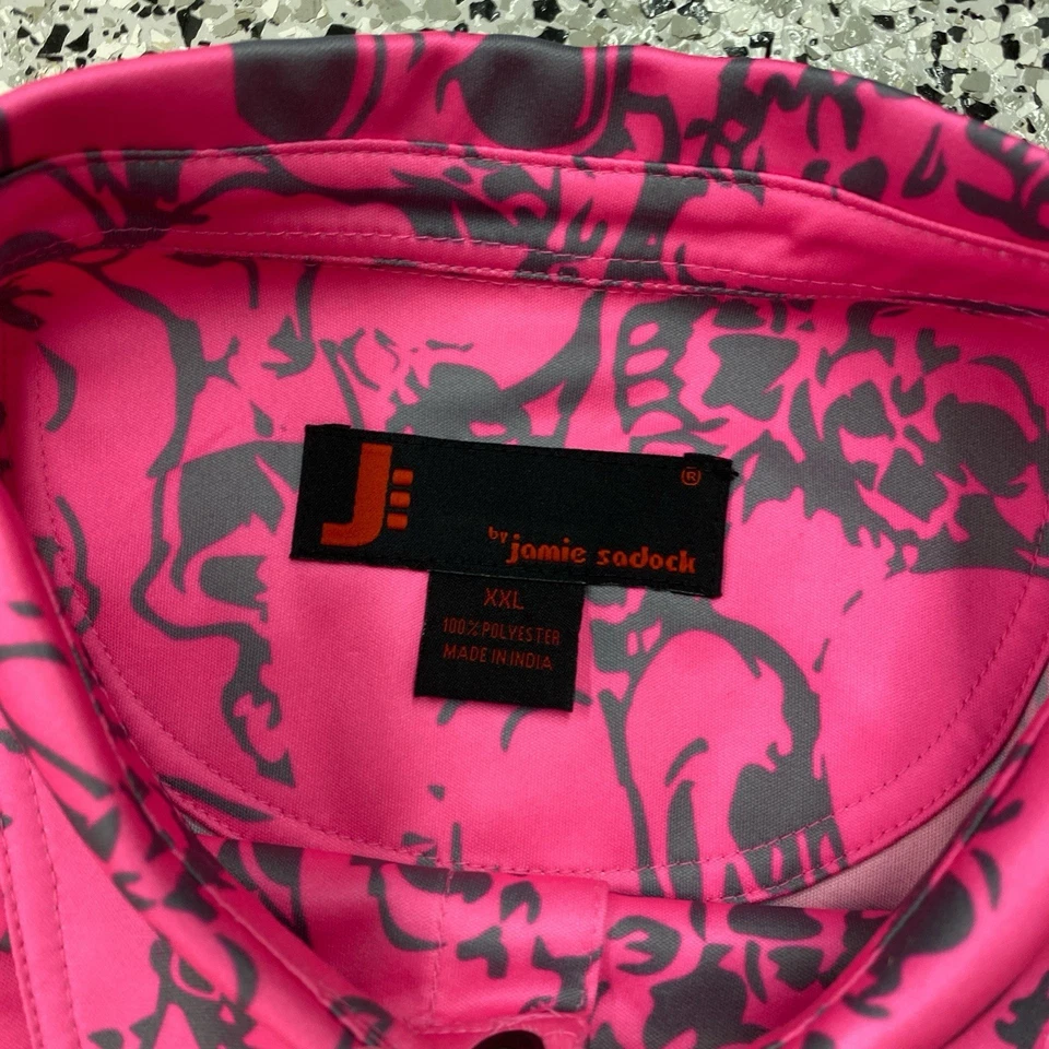 Camisa polo de golf Jamie Sadock para hombre XXL rosa calavera Foto 2 de 4