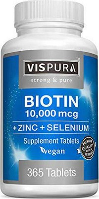 Biotin 10000 mcg + Zinc + Selenium, Pure, Vegan and Extra Strong, Best for Hair