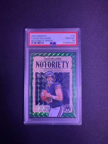 2024 Panini Mosaic Notoriety Caleb Williams #18 Green Mosaic Prizm Rookie PSA 10