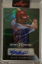 2026 Leaf Metal Sports Heroes - Base Autographs Prismatic Green Mike Schmidt 4/7