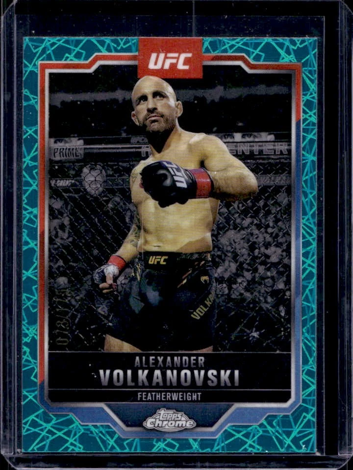 2025 Topps UFC Chrome Alexander Volkanovski Teal Lazer Refractor #/175