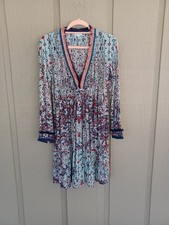 Poupette St Barth Ola Mini Dress Size S Women Vacation Long Sleeve Viscose V Nec
