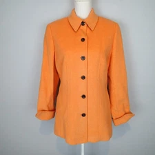 CARLISLE Wool Angora Silk Orange Button Jacket Size 8 coat
