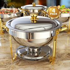 Elegant 4-Pack 5QT Round Chafing Dishes Set for Catering Events & Parties