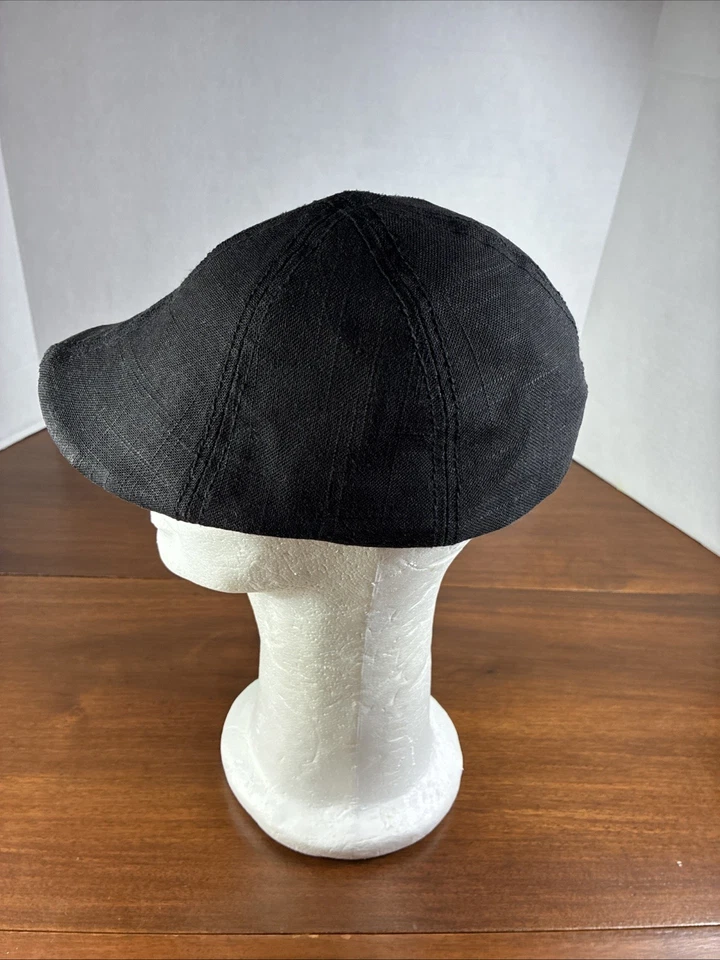Gorra de Newsboy Daniel Cremieux Collection de lino negro talla S/M sombrero Pageboy 6 paneles Foto 3 de 4