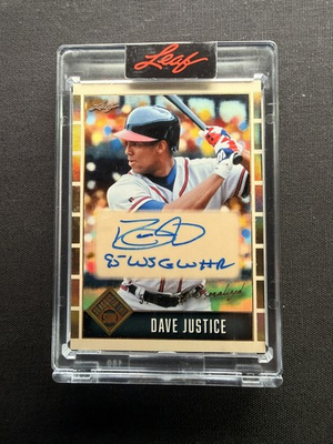 #ad 2025 Leaf Season In The Sun DAVE JUSTICE Personalized AUTO 5 8 Braves $39.99
