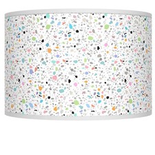Drum Lamp Shade Colored Terrazzo Small 12x12x8.5 Spider with Harp and Finial