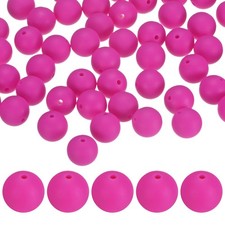 50-Pack Silicone Beads 15mm for DIY Crafts/Bracelet Dark Purple Red 