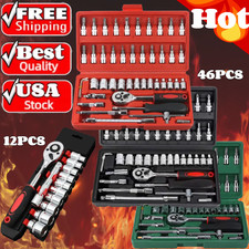 Socket Wrench Set 1/4 Drive Ratchet Metric Ki...