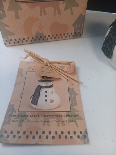 "Crazy Mountain" Crackle Snowman Votive Holder from Helena Cook's Heartstrings - Picture 3 of 6