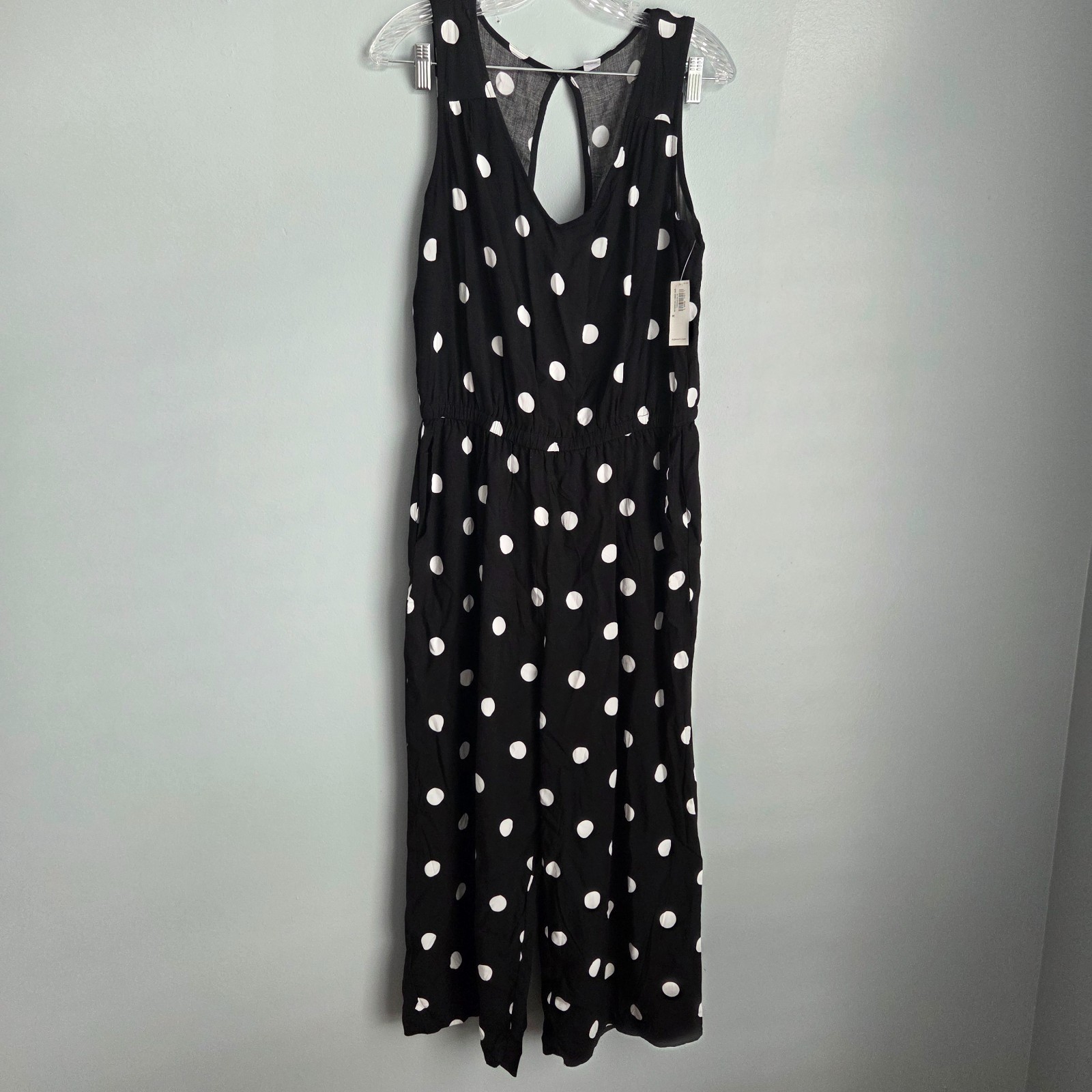 Old Navy Jumpsuit Women's Medium Polka Dot Sleeveless V-Neck  Wide Leg