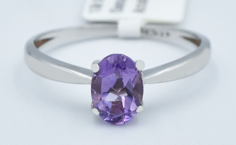 GENUINE 1.08 Cts AMETHYST RING 10K WHITE GOLD - Free Certificate Appraisal - NWT