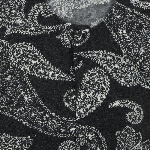 Flass Womens Grey Round Neck Paisley Acrylic Blend Cardigan Size L - Picture 7 of 12