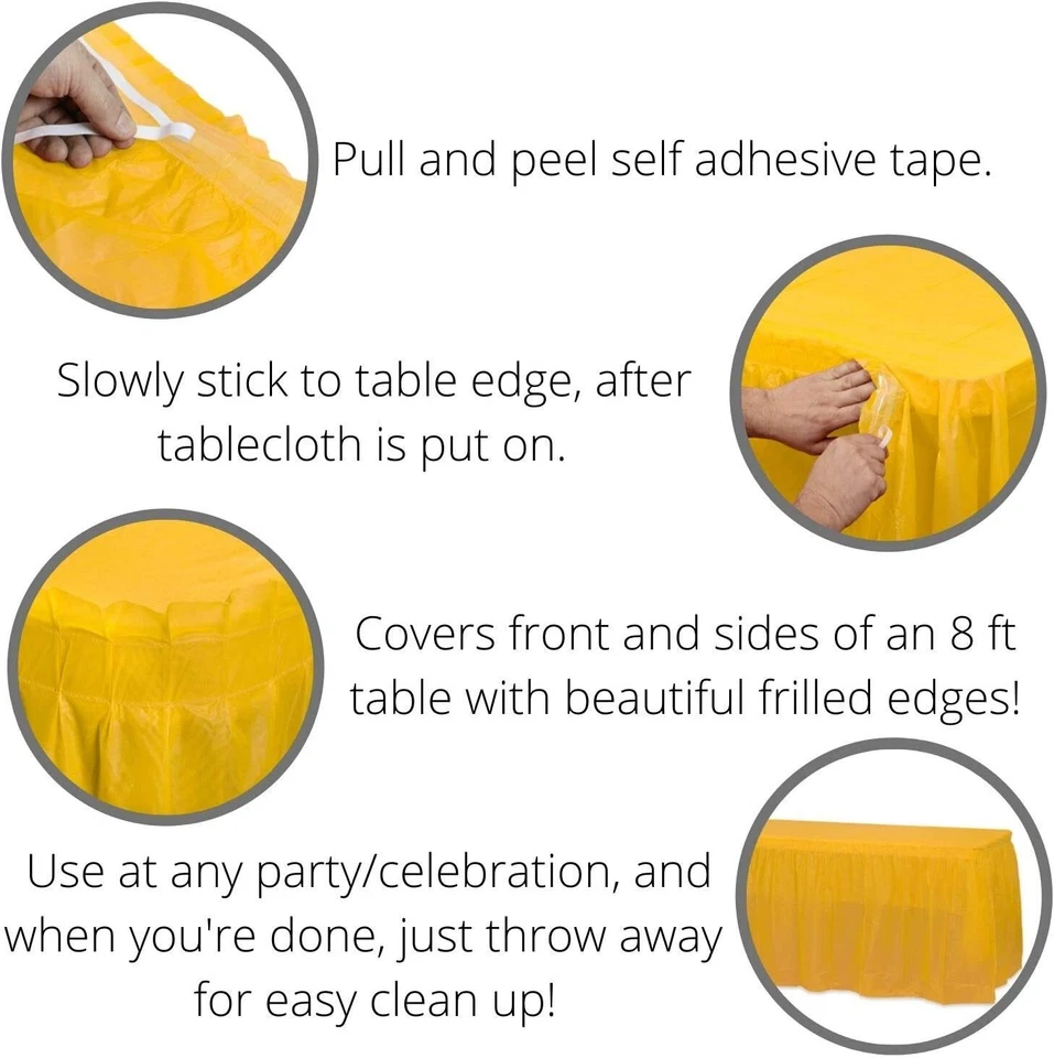 Falda de mesa de plástico 29"x14 pies para mesas rectangulares desechable/reutilizable sin BPA Foto 3 de 4