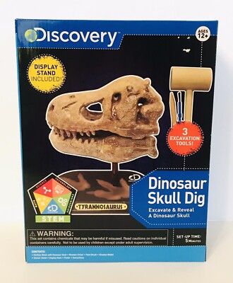 NEW Discovery Dinosaur Skull Dig Tyrannosaurus with Display Stand & Poster
