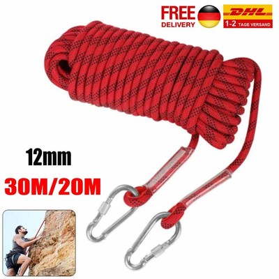 20m~40m 12mm Kletterseil Sicherheitsseil mit Karabinerhaken Seil Sicherung Camp