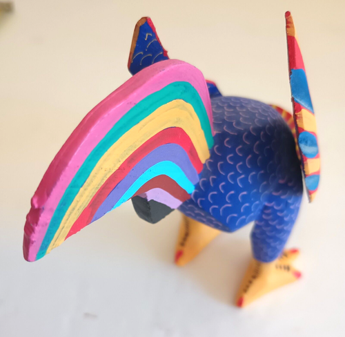 Alebrije Oaxacan Mexiko Huhn geschnitzt Holz handbemalt Volkskunst signiert - Bild 7 von 8