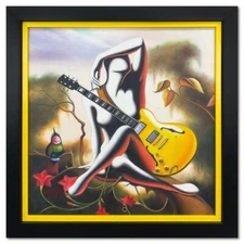 Mark Kostabi "Distant Memory" Hand Signed Framed Original Art