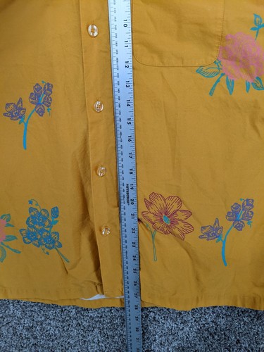 Stussy Hemd Herren Medium Hawaii Lounge Camp Knopfleiste gelb Blumen Schlaufenkragen - Bild 4 von 11