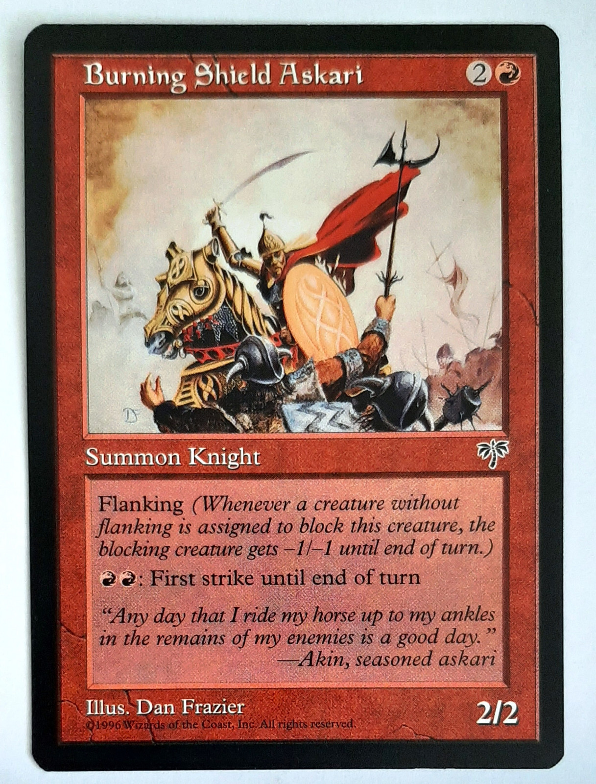 ►BURNING SHIELD ASKARI ►MIRAGE 1996 ►RED ►NM ►MAGIC GATHERING RED MIRAGES MTG