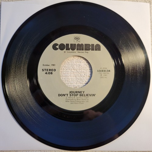 Journey "Don't Stop Believin' / Who's Crying Now" weak VG+ reissue - Picture 3 of 3