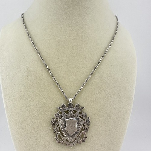 1.5” 800 Silver Edwardian 1913 English Cricket League Medal Silver Tone Chain - Picture 2 of 8