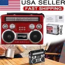 Portable Bluetooth Radio with Solar AC/DC Power USB/SD/FM/AM/SW/AUX/Antenna