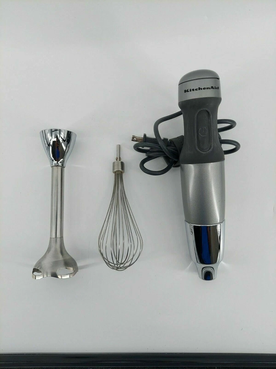 KitchenAid RKHB2351cu 3-Speed Immersion Silver Hand Blender With Chopper  Whisk