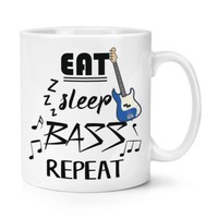Eat Sleep Bass Dupliziert 284Ml Becher Tasse Musik Rock N Roll Spaß Gitarrist