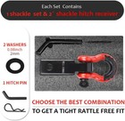 Tow Receiver Hitch 2" w/ D-Ring Shackle for Vehicle Recovery Off-Road Truck ATV