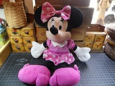 Vintage Disney Minnie Mouse Plush Stuffed Animal Pink Polka Dot Dress 15"