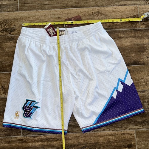 Mens 2XLB Mitchell & Ness NBA Swingman Shorts UTAH Jazz 1996-97 WHITE MOUNTAIN - Picture 4 of 15