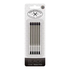 Thornton's Luxury Goods Parker Style Ballpoint Refills, Medium, Black, 5/Pack