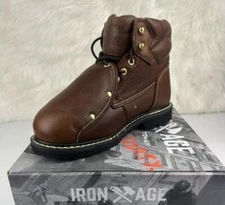 Iron Age IA5017 Men's Groundbreaker Safety Toe Industrial Boot Brown Size 8M New