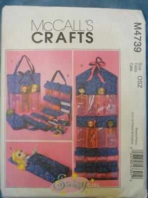 UNCUT McCalls Pattern 4739 Sassy Girl Fashion Doll ACCESSORIES TOTE SLEEPING BAG