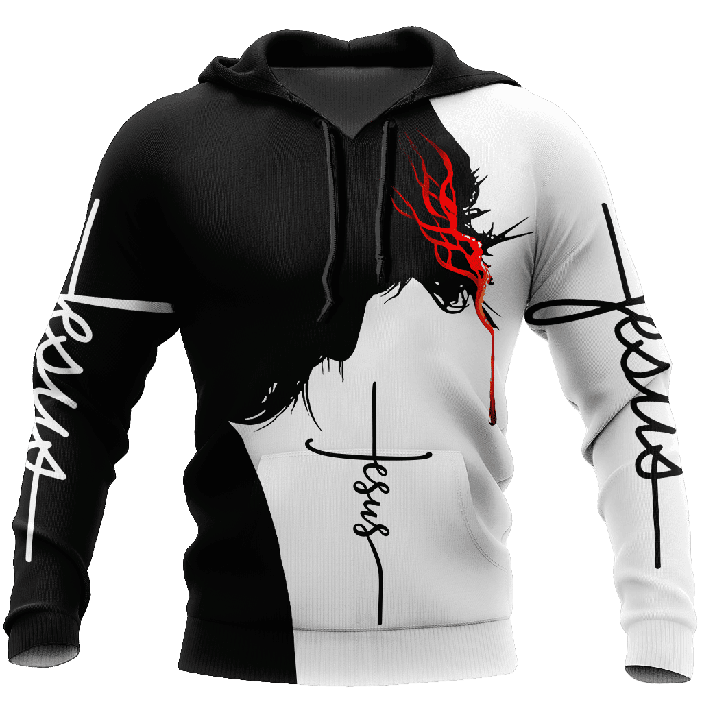 Jesus Is My Everything Black And White Color Jesus All Over Printed Hoodie