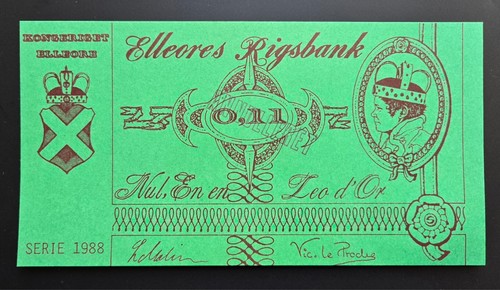 Denmark - Elleore Local Currency 0.11 Leo d' Or ND 1988 UNC Annulleret Banknote - Picture 1 of 2