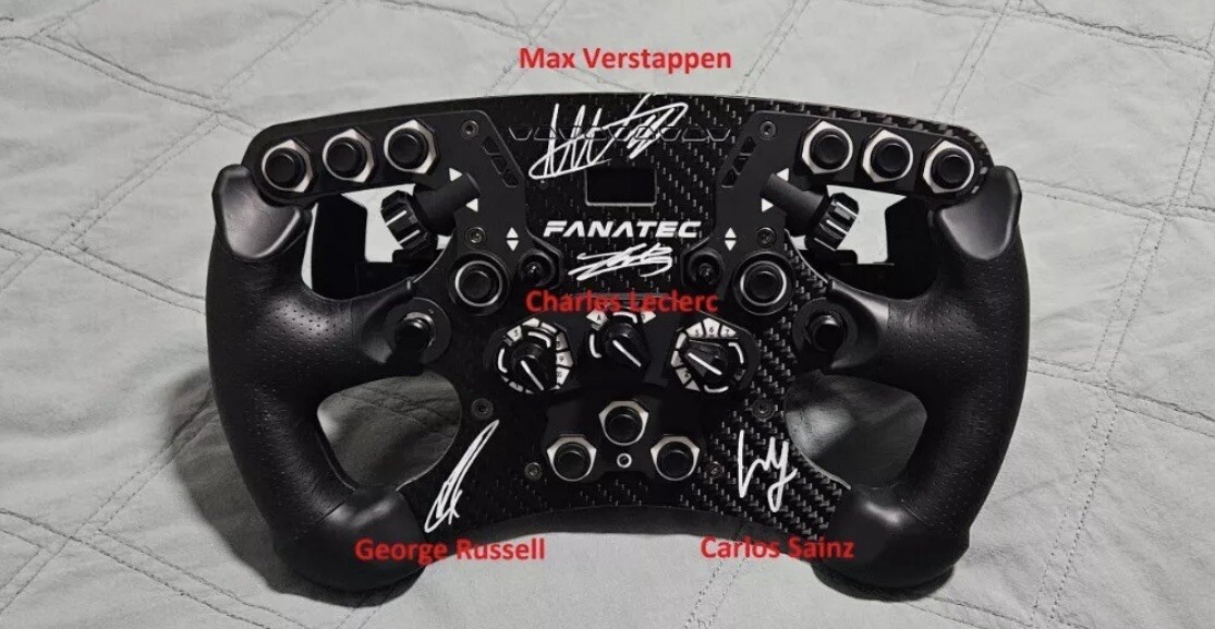 Max Verstappen &Lando Norris Signed Fanatec F1 Wheel 10 other F1 drivers PSA DNA view 17