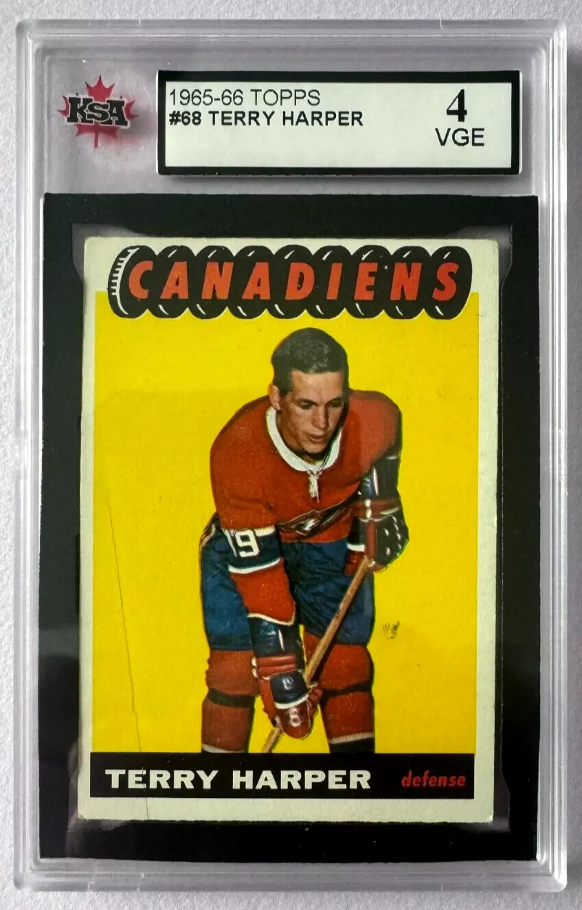 1965-66 TOPPS NHL HOCKEY CARD #68 TERRY HARPER MONTREAL CANADIENS KSA 4 VGE HABS