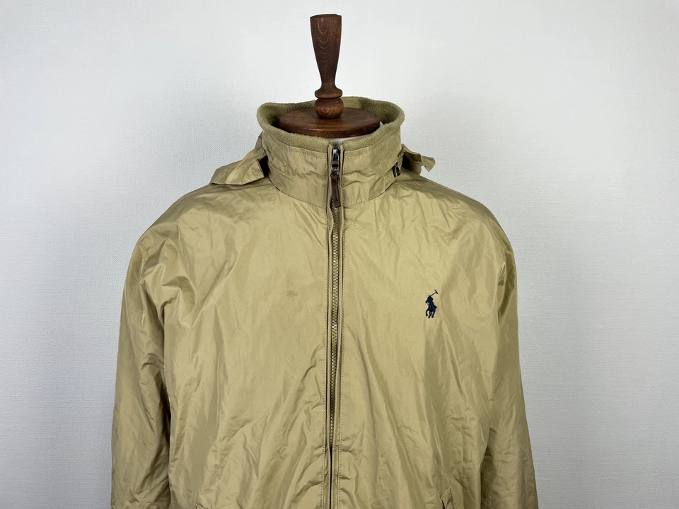 Chaqueta de lluvia Polo by Ralph Lauren beige cremallera completa con capucha forrada de lana para hombre talla 2XL Foto 2 de 4