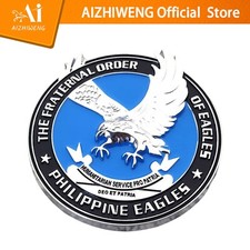 3D Eagle Metal Car Emblem Round Sticker, Self Adhesive, 2.75-Inch, Blue, 1PCS