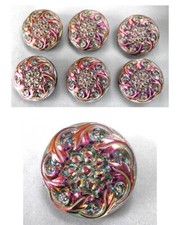 6 Czech Vintage (1950's) Glass Buttons #P445 - 23 mm or 7/8" - UNIQUE!!