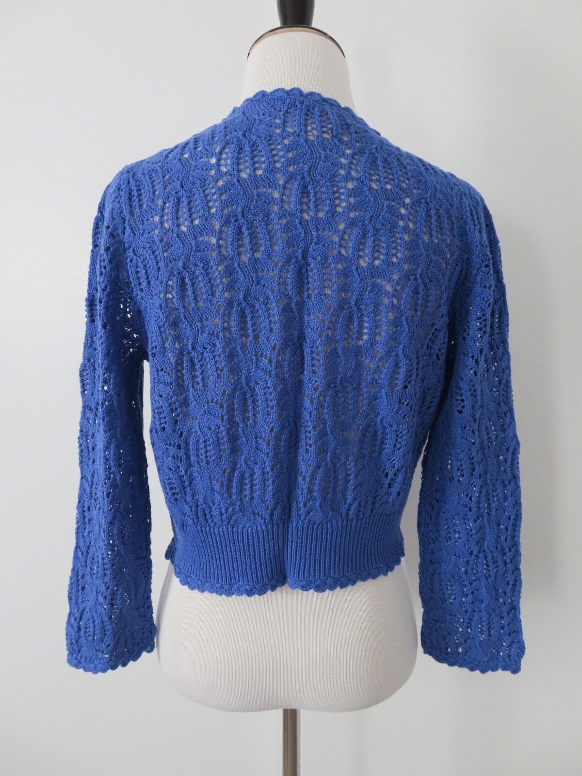 Appleseeds Small Purple Shrug Bolero Cropped 3/4 Sleeve Sweater, Open Front NWOT eBay