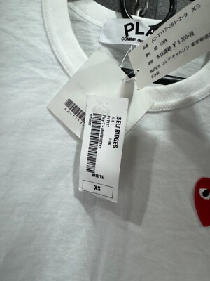 COMME DES GARCONS PLAY LONG SLEEVE BASIC LOGO T-SHIRT WHITE Size